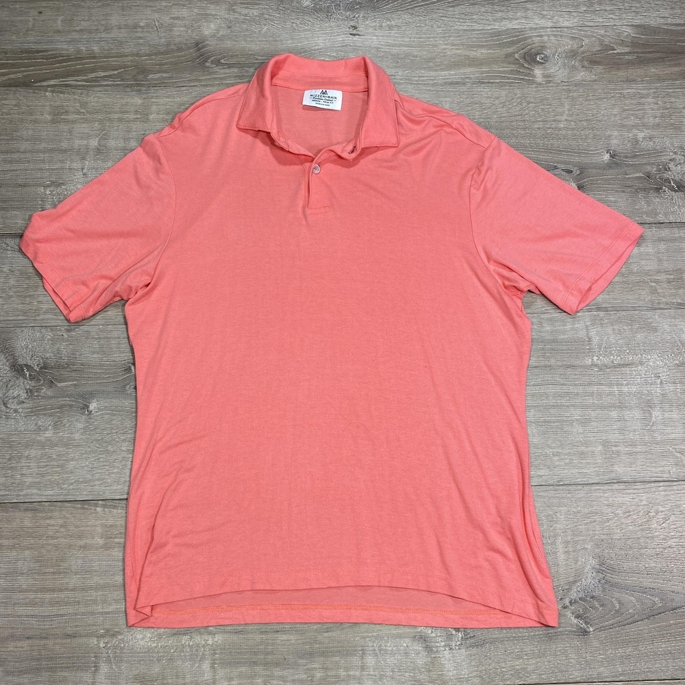 Mizzen+Main Polo Shirt Mens Medium Coral Trim Fit American Made Performance‎